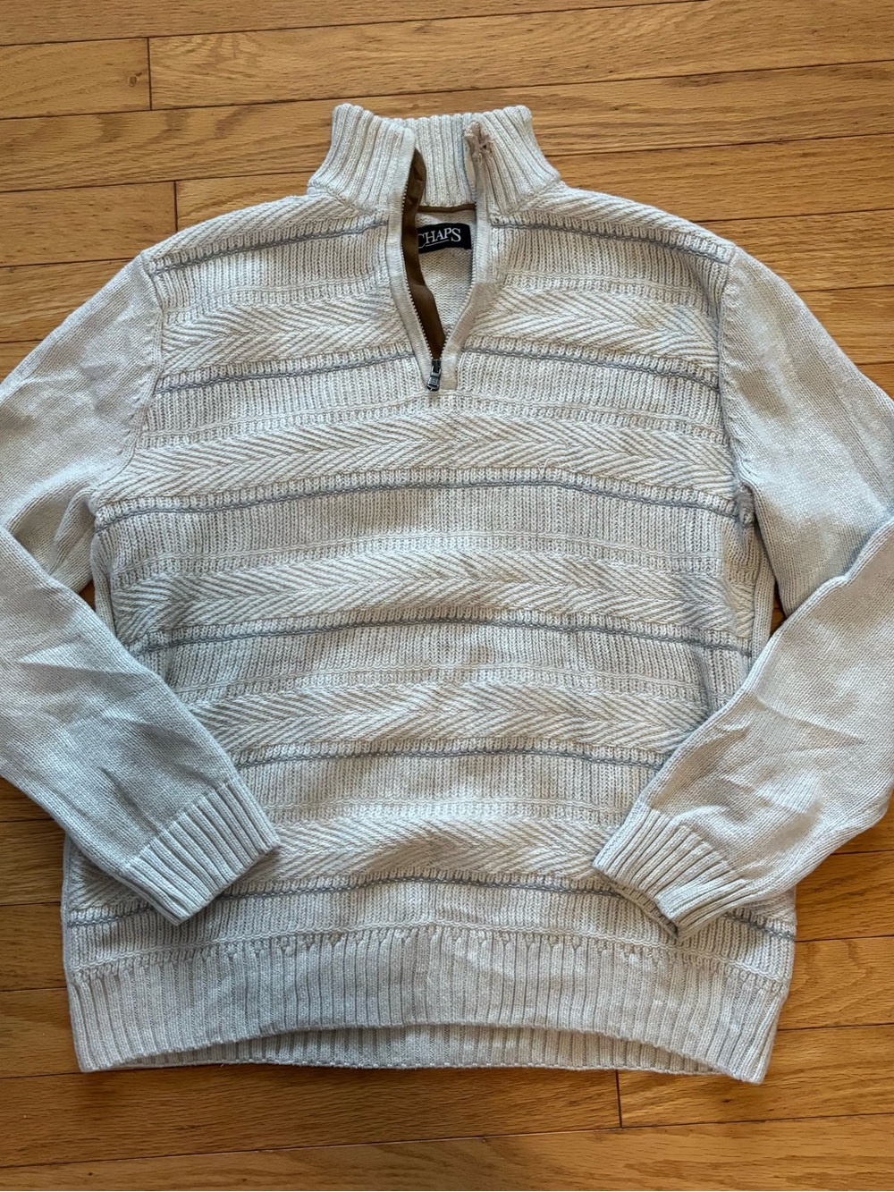 Chaps Men's Cream Half-Zip Textured Knit Sweater